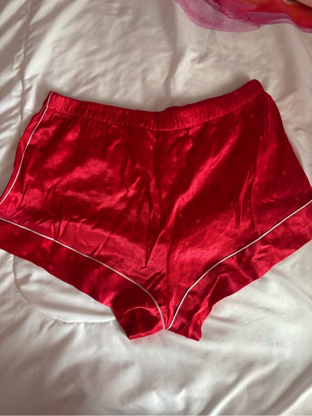 NWT Victoria's Secret Red Satin Polka Dot Sleep Shorts L